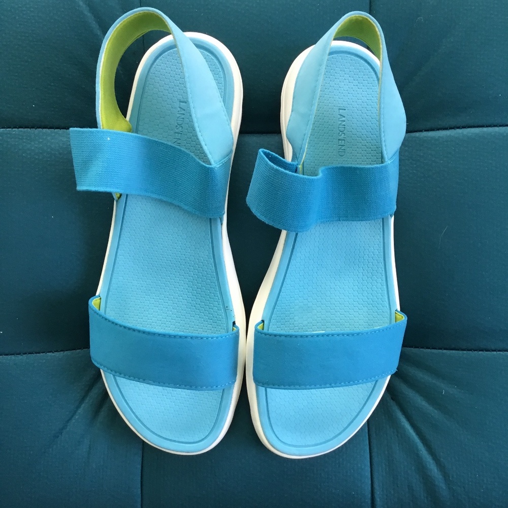 NWOT- Lands’ End Blue Sandals - Lightweight- Fabric Upper & Molded Footbed